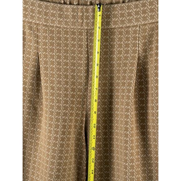 Ann Taylor Dress Textured Geo Pattern Pants Ankle Tan Ivory Cotton Blend L 87-12 - Picture 10 of 15